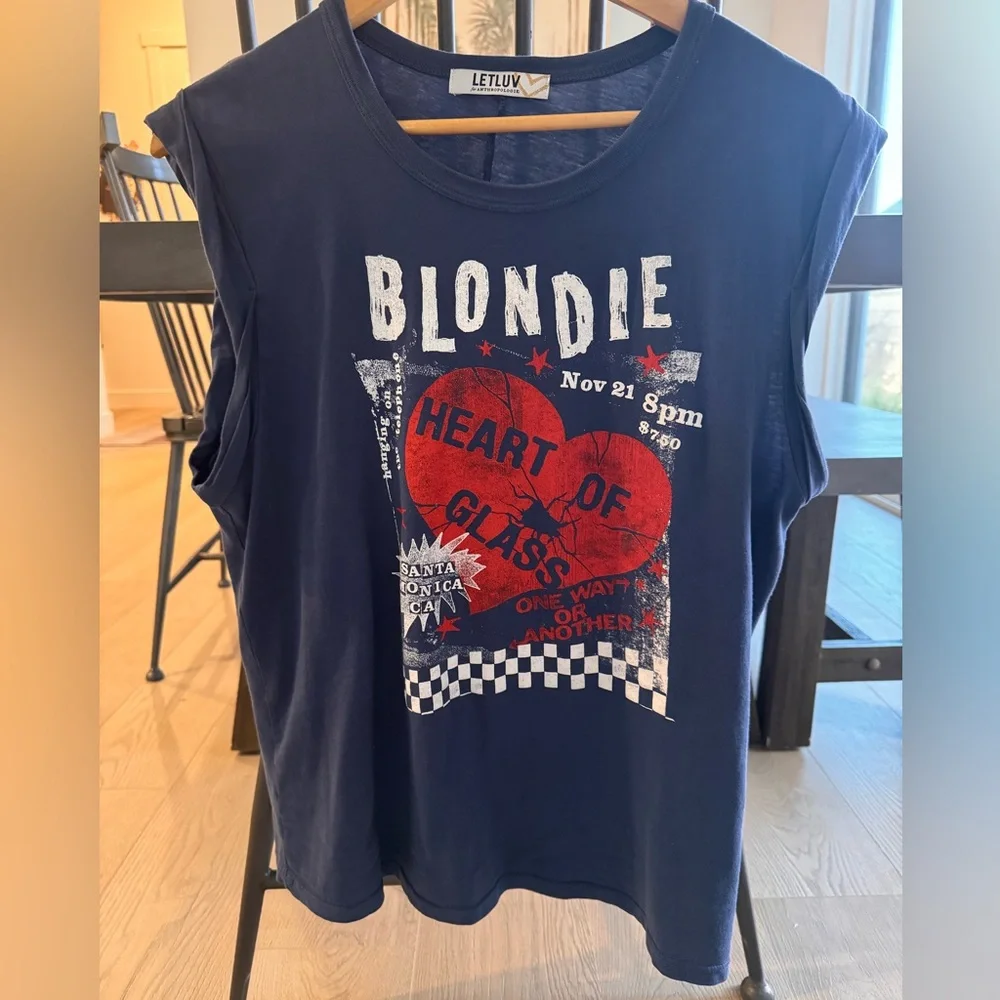 Letluv for Anthropologie Blondie 1978 Roll-Sleeve Graphic Tee Women size Medium - Picture 2 of 9